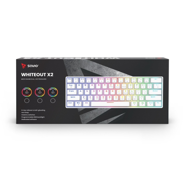 biała klawiatura mechaniczna RGB z odłączanym przewodem USB-C